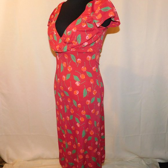 Free People Crossover Red Cherries Dress Size Medium - Picture 6 of 8